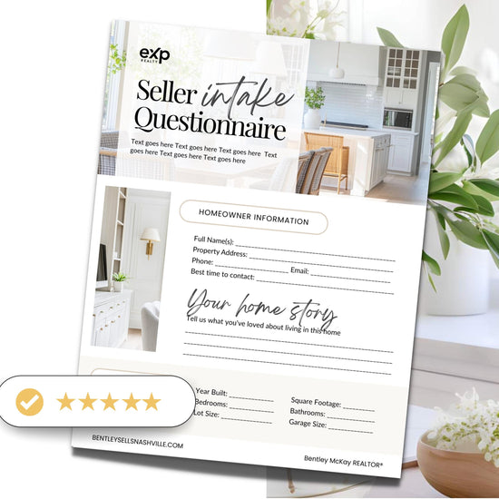 Seller Intake Questionnaire | Real Estate Listing Form | Editable Canva Template | Realtor Client Onboarding | Digital Download | Canva