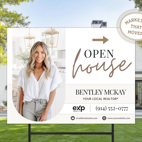 Open House Sign Template | For Sale Yard Sign | Customizable For Sale Signage | Open House Directional | Real Estate Yard Horizontal Sign