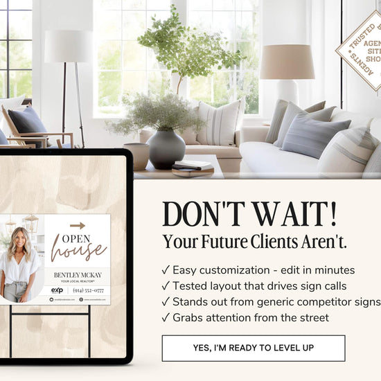 Open House Sign Template | For Sale Yard Sign | Customizable For Sale Signage | Open House Directional | Real Estate Yard Horizontal Sign