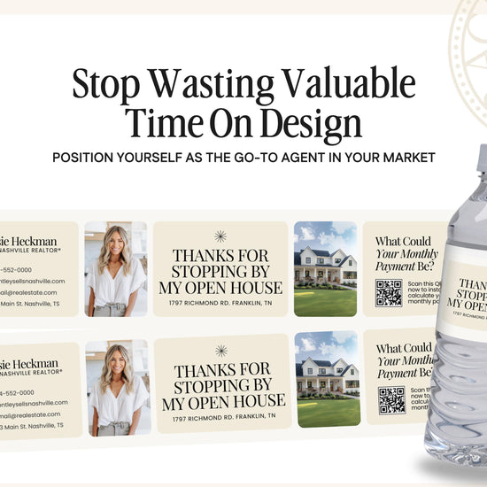 Open House Water Bottle Template | Open House | Open House Material | Real Estate Marketing |Water Bottle | Open House Real Estate Marketing