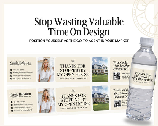 Open House Water Bottle Template | Open House | Open House Material | Real Estate Marketing |Water Bottle | Open House Real Estate Marketing