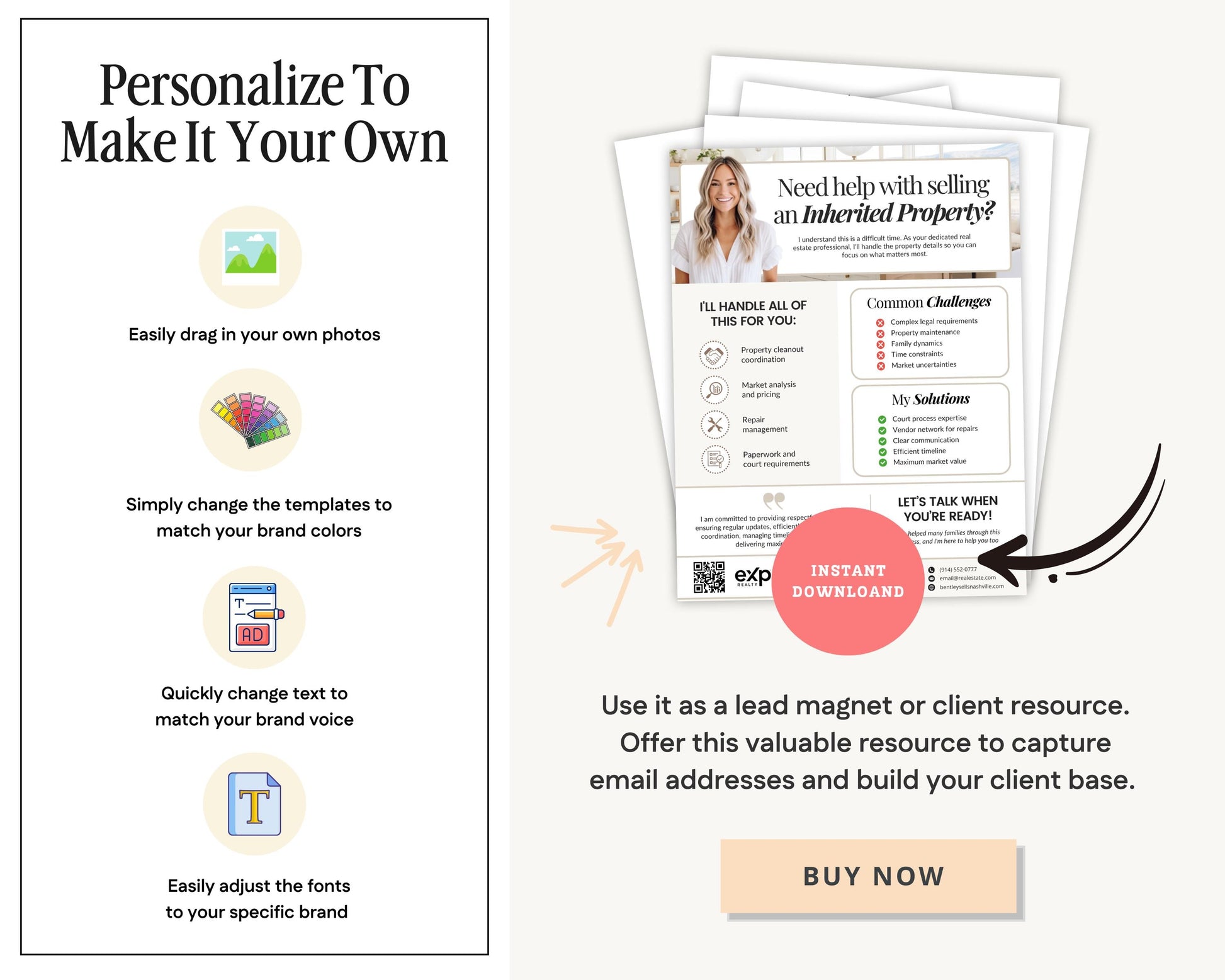 Probate Real Estate Flyer Template | Inherited Property Marketing | Estate Sale Flyer | Real Estate Agent Marketing | Canva Template | Canva