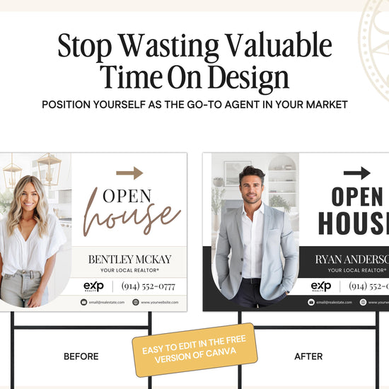 Open House Sign Template | For Sale Yard Sign | Customizable For Sale Signage | Open House Directional | Real Estate Yard Horizontal Sign