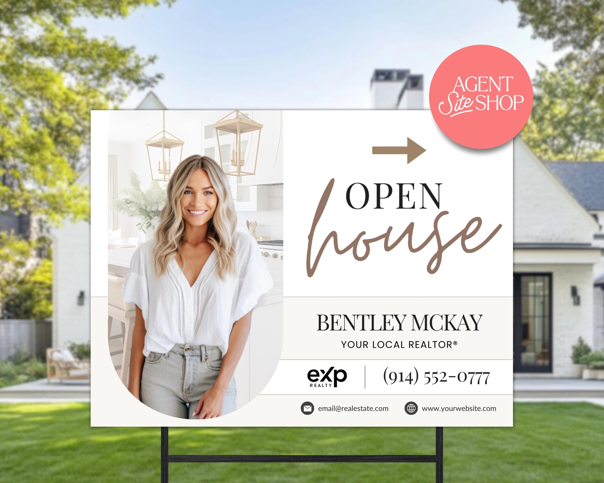 Open House Sign Template | For Sale Yard Sign | Customizable For Sale Signage | Open House Directional | Real Estate Yard Horizontal Sign