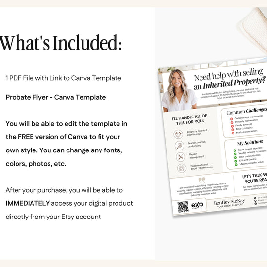 Probate Real Estate Flyer Template | Inherited Property Marketing | Estate Sale Flyer | Real Estate Agent Marketing | Canva Template | Canva