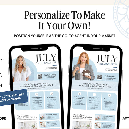 July Real Estate Newsletter | Real Estate Marketing | Monthly Real Estate Newsletter | Email Marketing | Canva Template| Printable | July