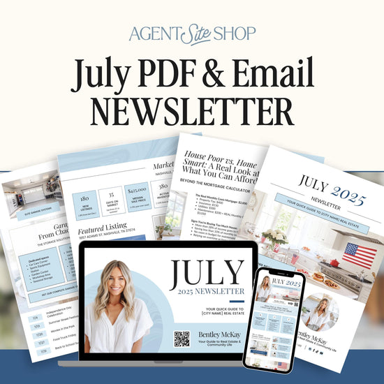 July Real Estate Newsletter | Real Estate Marketing | Monthly Real Estate Newsletter | Email Marketing | Canva Template| Printable | July