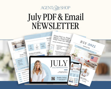 July Real Estate Newsletter | Real Estate Marketing | Monthly Real Estate Newsletter | Email Marketing | Canva Template| Printable | July