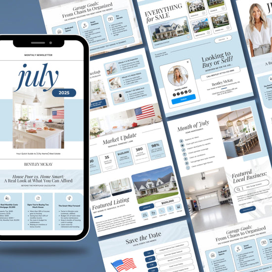July Real Estate Newsletter | Real Estate Marketing | Monthly Real Estate Newsletter | Email Marketing | Canva Template| Printable | July