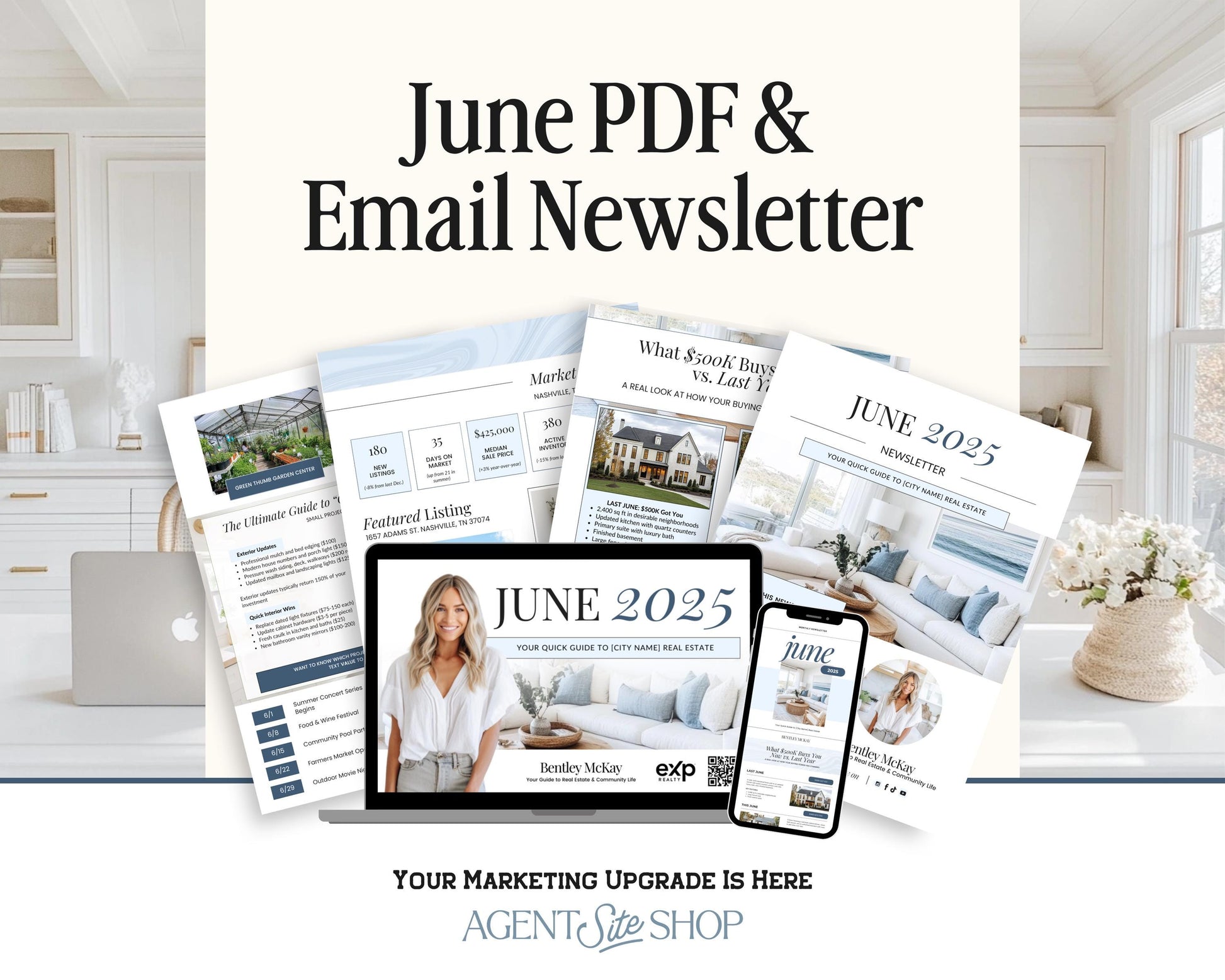 June Real Estate Newsletter | Real Estate Marketing | Monthly Real Estate Newsletter | Email Marketing | Canva Template| Printable | June