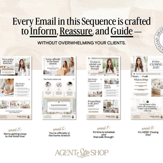 Under Contract Real Estate Drip Campaign | Home Buyer Email Templates | Realtor Marketing | Email Automation | Canva | Home Buyer