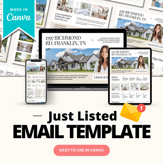 Just Listed Email | Real Estate Email Template | New Listing Announcement | Email Marketing | Real Estate Farming | Real Estate Marketing |