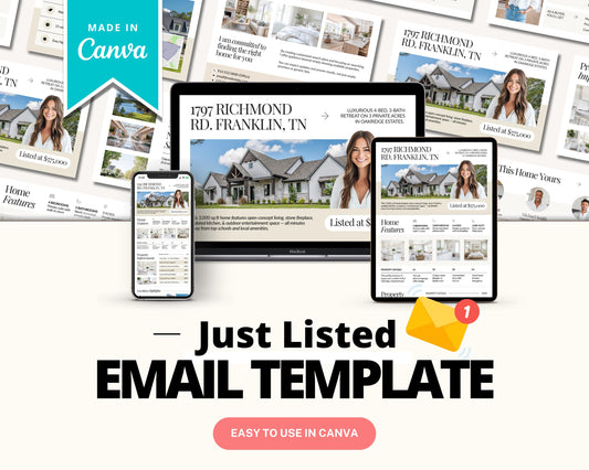 Just Listed Email | Real Estate Email Template | New Listing Announcement | Email Marketing | Real Estate Farming | Real Estate Marketing |