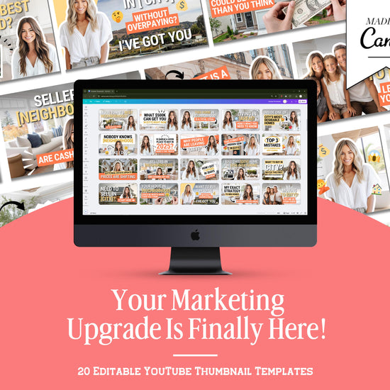 YouTube Thumbnail Real Estate Templates | Real Estate Video Thumbnail Template | Real Estate Agent Video Content for YouTube Scripts | Canva