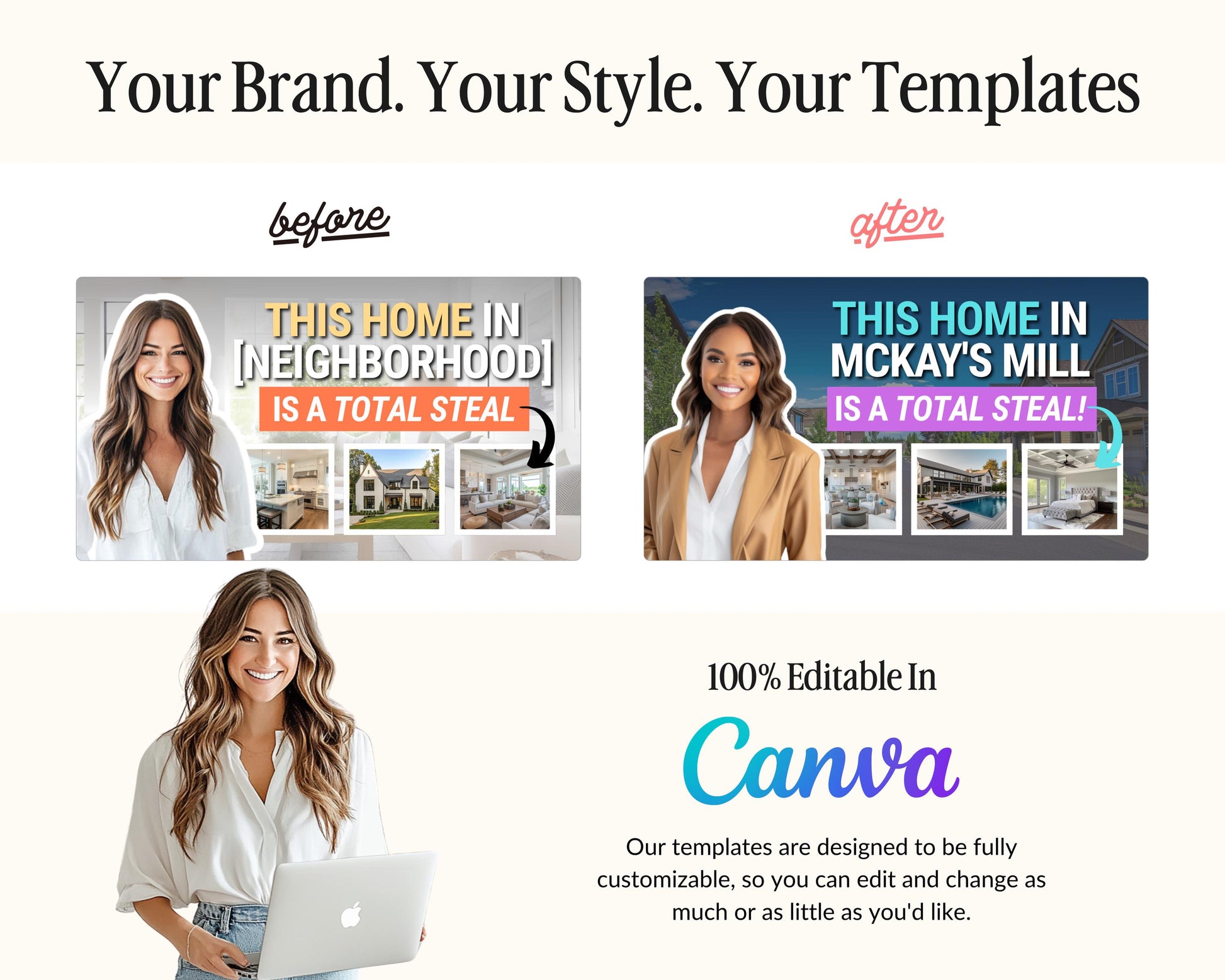 YouTube Thumbnail Real Estate Templates | Real Estate Video Thumbnail Template | Real Estate Agent Video Content for YouTube Scripts | Canva
