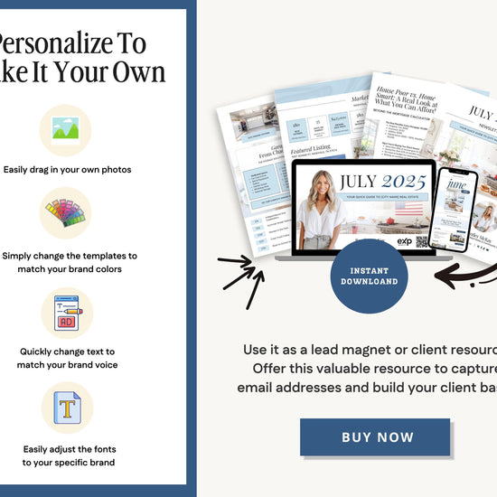 July Real Estate Newsletter | Real Estate Marketing | Monthly Real Estate Newsletter | Email Marketing | Canva Template| Printable | July