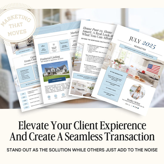 July Real Estate Newsletter | Real Estate Marketing | Monthly Real Estate Newsletter | Email Marketing | Canva Template| Printable | July