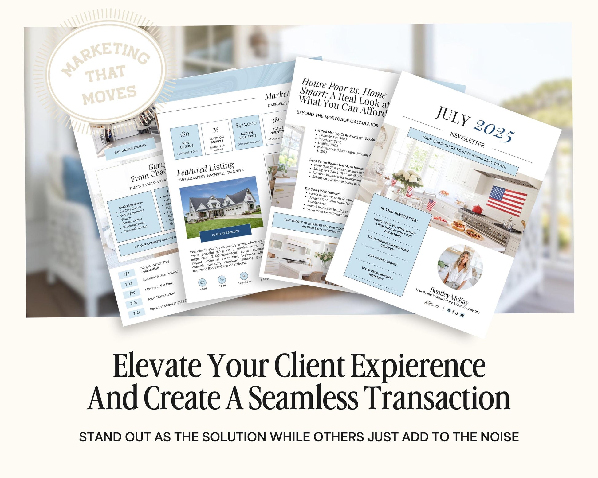 July Real Estate Newsletter | Real Estate Marketing | Monthly Real Estate Newsletter | Email Marketing | Canva Template| Printable | July
