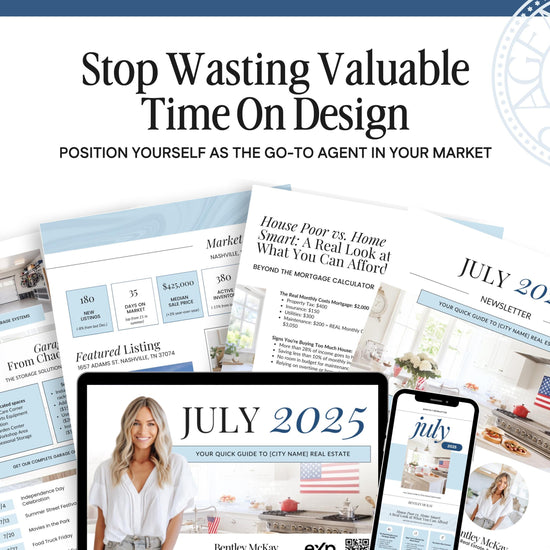 July Real Estate Newsletter | Real Estate Marketing | Monthly Real Estate Newsletter | Email Marketing | Canva Template| Printable | July
