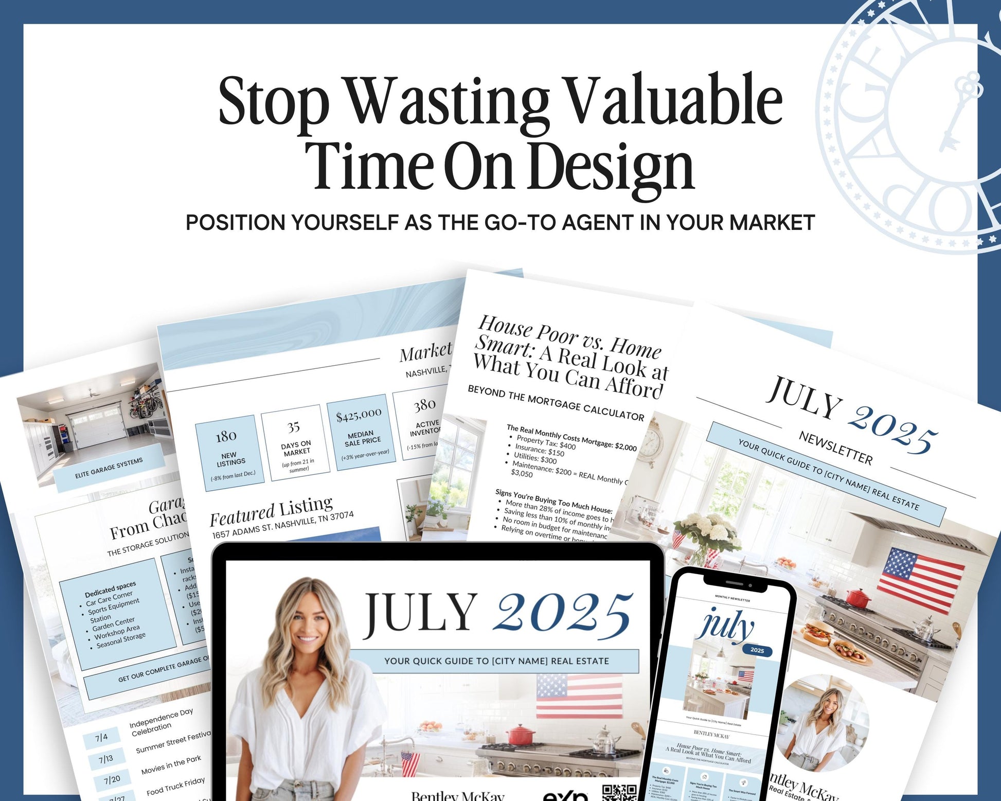 July Real Estate Newsletter | Real Estate Marketing | Monthly Real Estate Newsletter | Email Marketing | Canva Template| Printable | July
