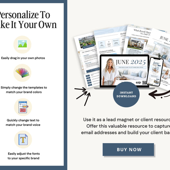 June Real Estate Newsletter | Real Estate Marketing | Monthly Real Estate Newsletter | Email Marketing | Canva Template| Printable | June