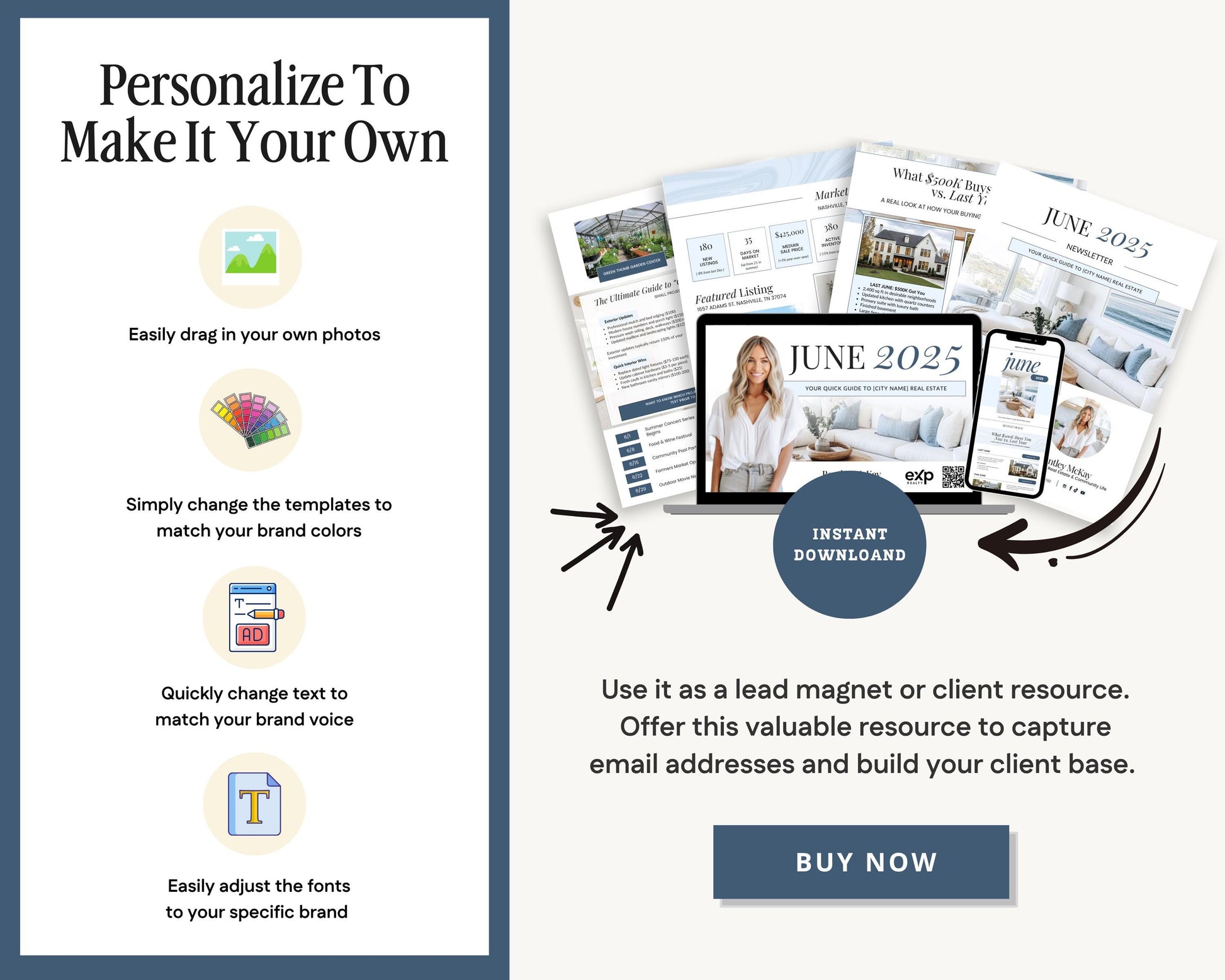 June Real Estate Newsletter | Real Estate Marketing | Monthly Real Estate Newsletter | Email Marketing | Canva Template| Printable | June