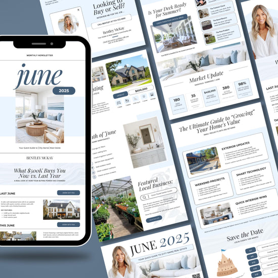 June Real Estate Newsletter | Real Estate Marketing | Monthly Real Estate Newsletter | Email Marketing | Canva Template| Printable | June
