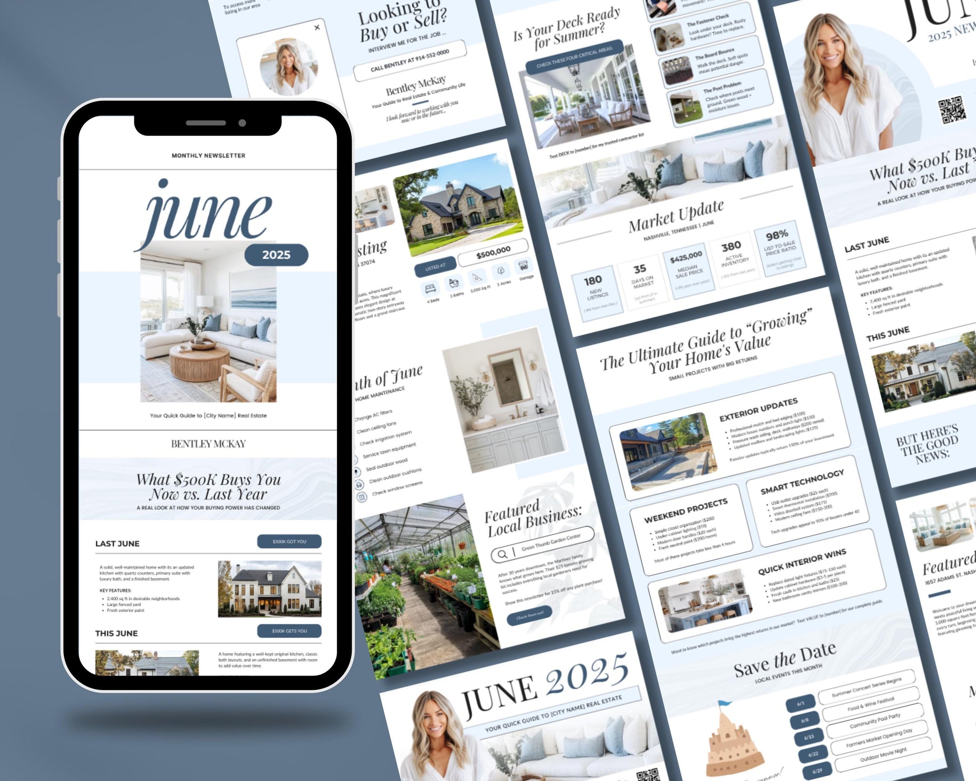 June Real Estate Newsletter | Real Estate Marketing | Monthly Real Estate Newsletter | Email Marketing | Canva Template| Printable | June