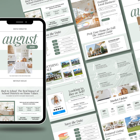 August 2025 Real Estate Newsletter | Real Estate Marketing | Monthly Real Estate Newsletter | Email Marketing | Canva Template | Printable