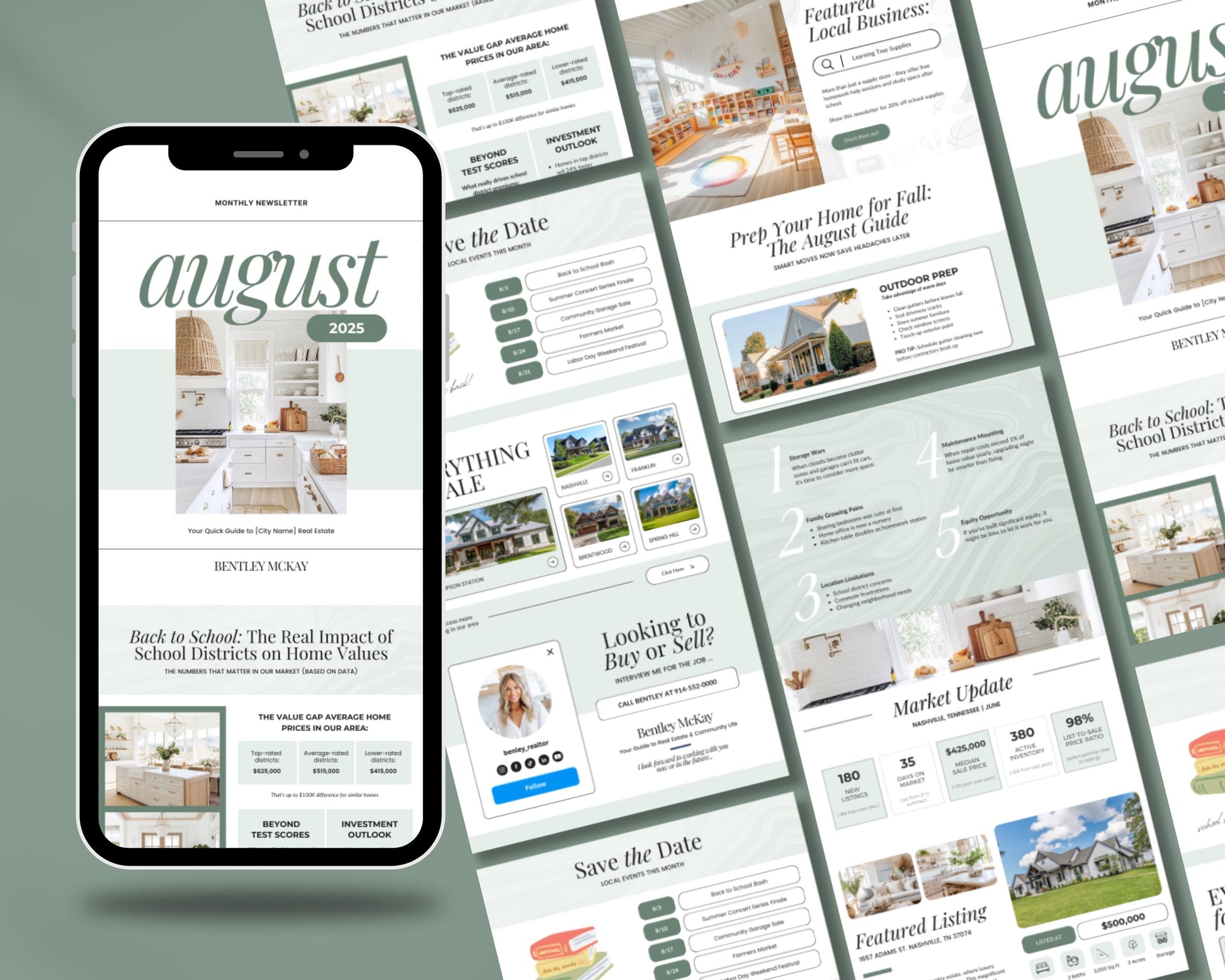 August 2025 Real Estate Newsletter | Real Estate Marketing | Monthly Real Estate Newsletter | Email Marketing | Canva Template | Printable