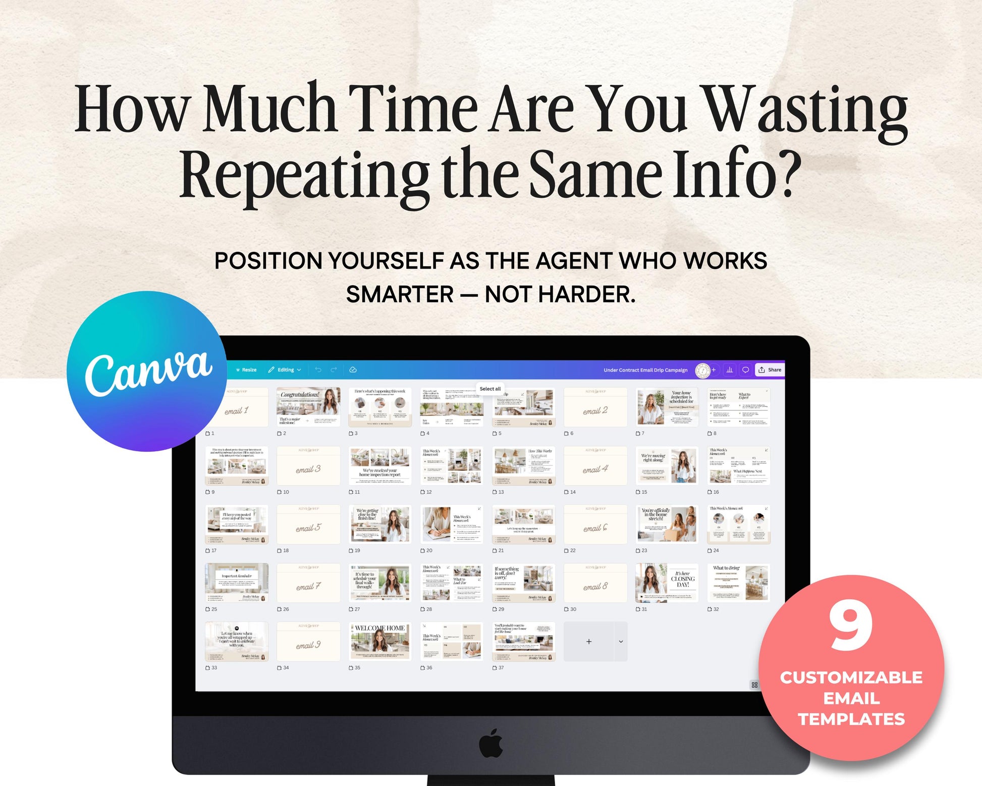 Under Contract Real Estate Drip Campaign | Home Buyer Email Templates | Realtor Marketing | Email Automation | Canva | Home Buyer