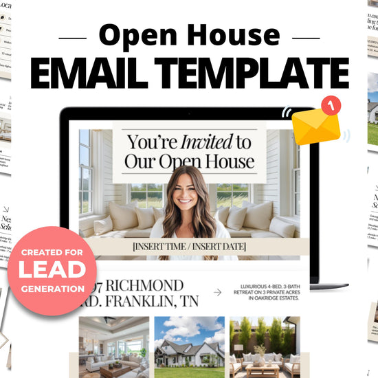 Open House Announcement Email Template | Open House Invitation | Open House Email Template | Real Estate Marketing | Real Estate Canva Email