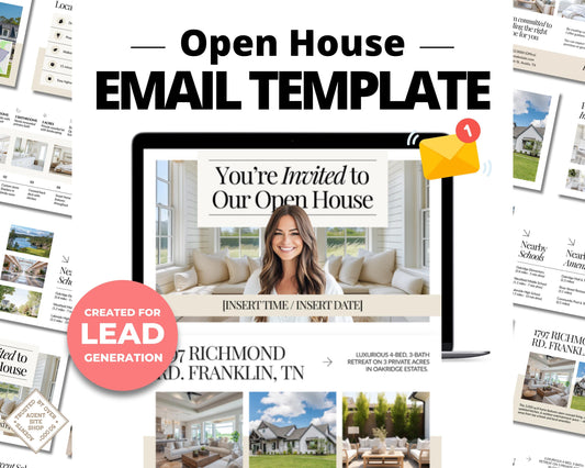 Open House Announcement Email Template | Open House Invitation | Open House Email Template | Real Estate Marketing | Real Estate Canva Email