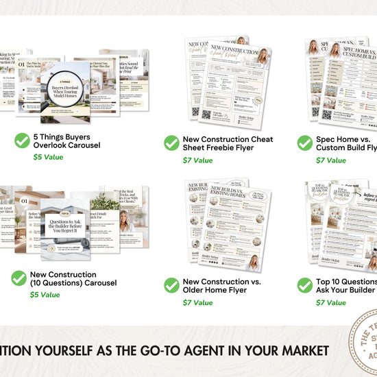 New Construction Bundle | New Home Builder Guide | New Construction Real Estate | New Home Construction Buyer | Real Estate Marketing| Canva