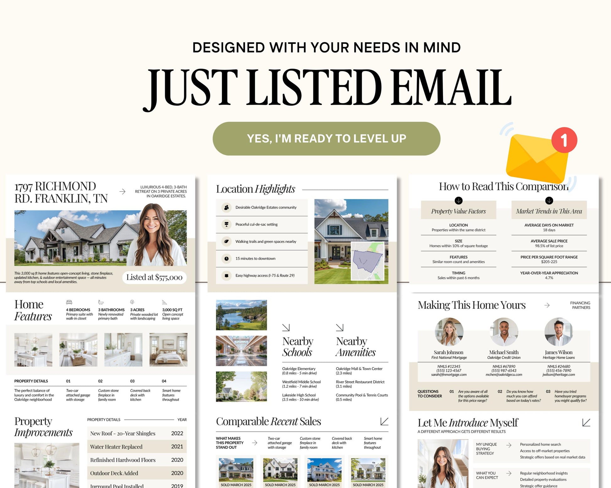 Just Listed Email | Real Estate Email Template | New Listing Announcement | Email Marketing | Real Estate Farming | Real Estate Marketing |