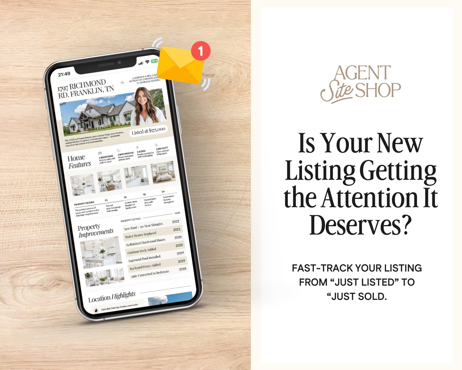 Just Listed Email | Real Estate Email Template | New Listing Announcement | Email Marketing | Real Estate Farming | Real Estate Marketing |