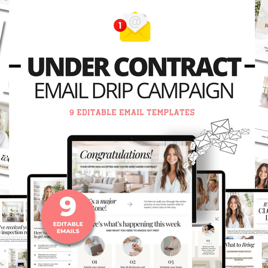 Under Contract Real Estate Drip Campaign | Home Buyer Email Templates | Realtor Marketing | Email Automation | Canva | Home Buyer