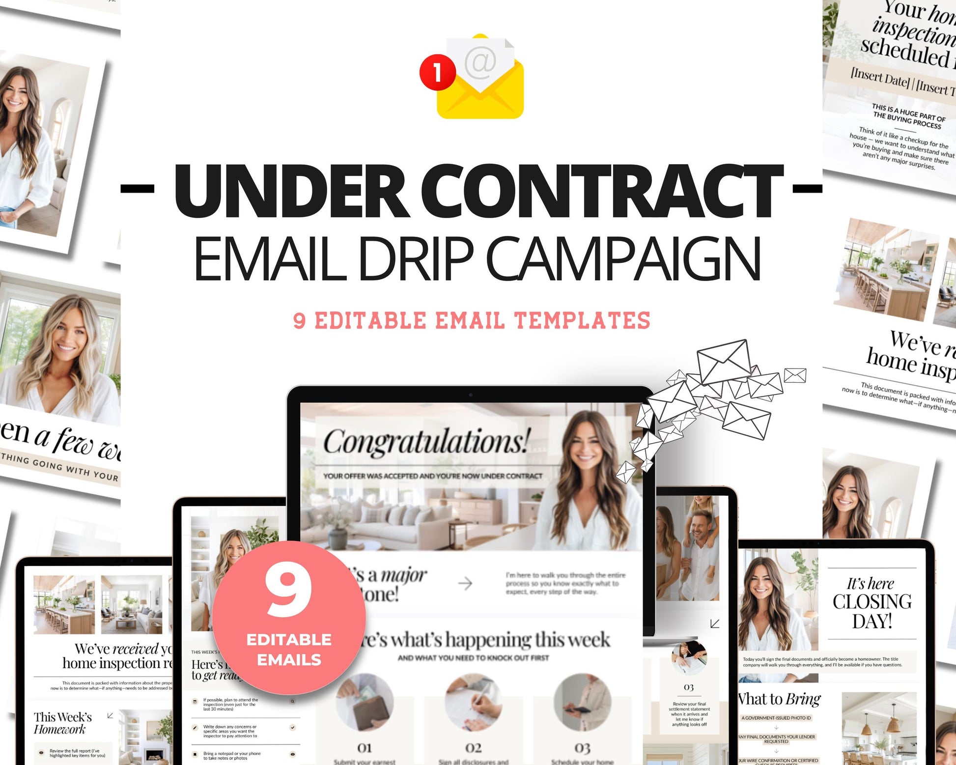 Under Contract Real Estate Drip Campaign | Home Buyer Email Templates | Realtor Marketing | Email Automation | Canva | Home Buyer