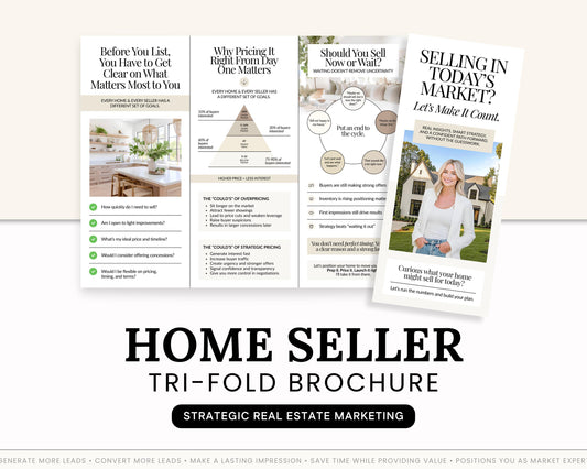 Home Seller Brochure | Editable Canva Template | Real Estate Marketing | Double-Sided Tri-Fold Brochure | Seller Guide | Open House Tri-Fold