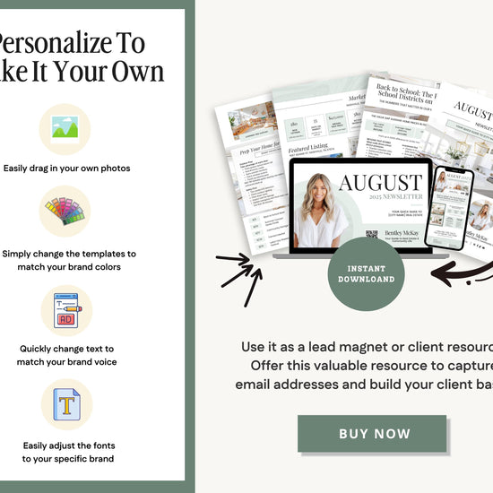 August 2025 Real Estate Newsletter | Real Estate Marketing | Monthly Real Estate Newsletter | Email Marketing | Canva Template | Printable