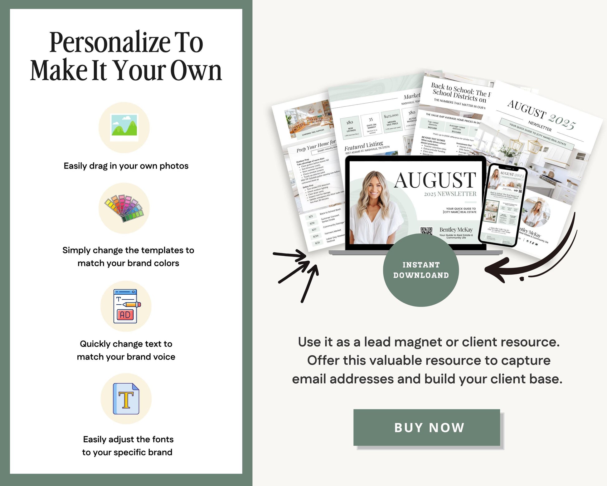 August 2025 Real Estate Newsletter | Real Estate Marketing | Monthly Real Estate Newsletter | Email Marketing | Canva Template | Printable