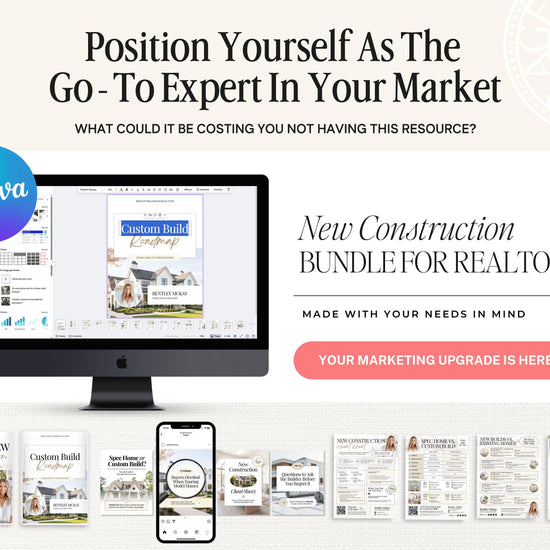 New Construction Bundle | New Home Builder Guide | New Construction Real Estate | New Home Construction Buyer | Real Estate Marketing| Canva