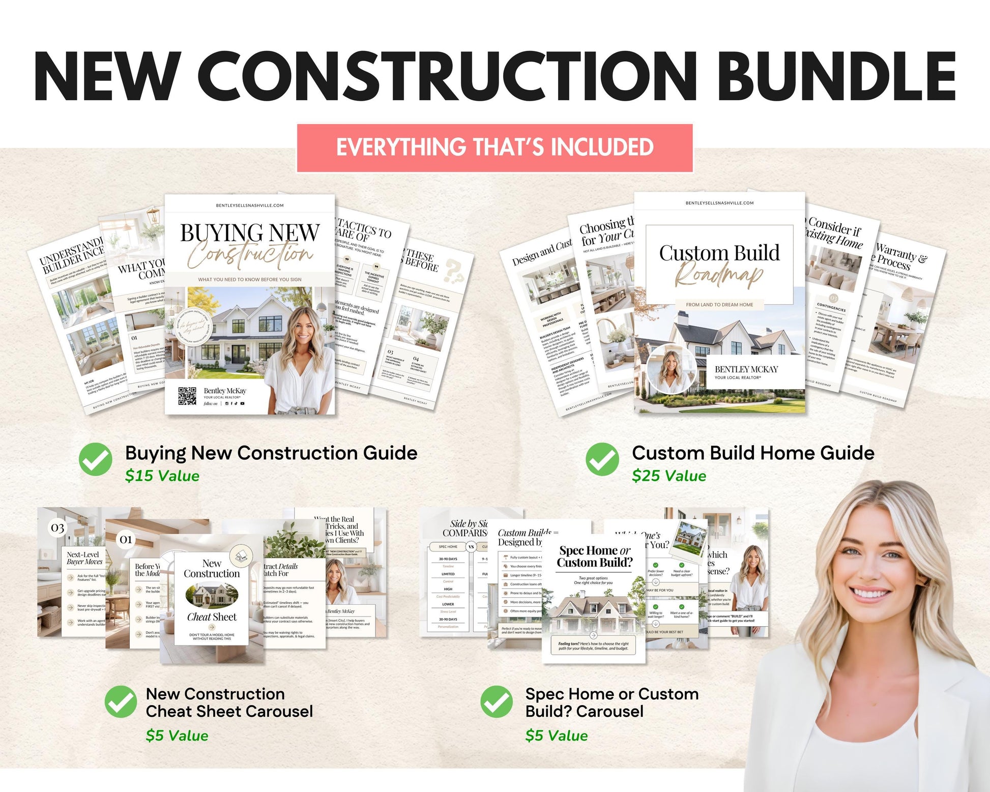 New Construction Bundle | New Home Builder Guide | New Construction Real Estate | New Home Construction Buyer | Real Estate Marketing| Canva