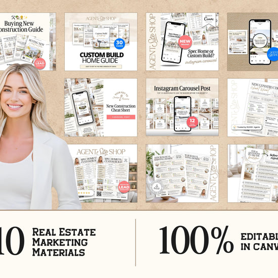 New Construction Bundle | New Home Builder Guide | New Construction Real Estate | New Home Construction Buyer | Real Estate Marketing| Canva