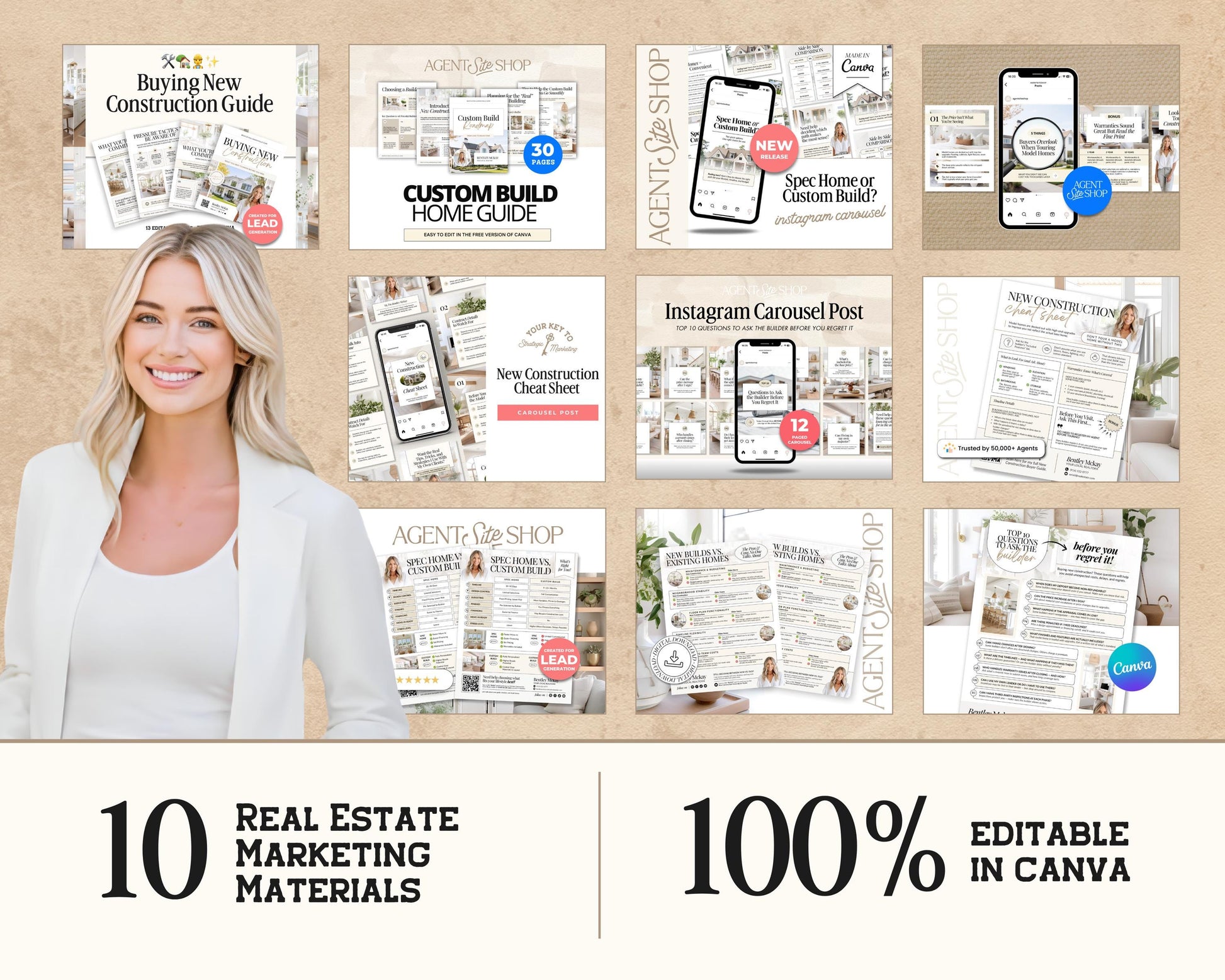 New Construction Bundle | New Home Builder Guide | New Construction Real Estate | New Home Construction Buyer | Real Estate Marketing| Canva