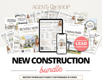 New Construction Bundle | New Home Builder Guide | New Construction Real Estate | New Home Construction Buyer | Real Estate Marketing| Canva