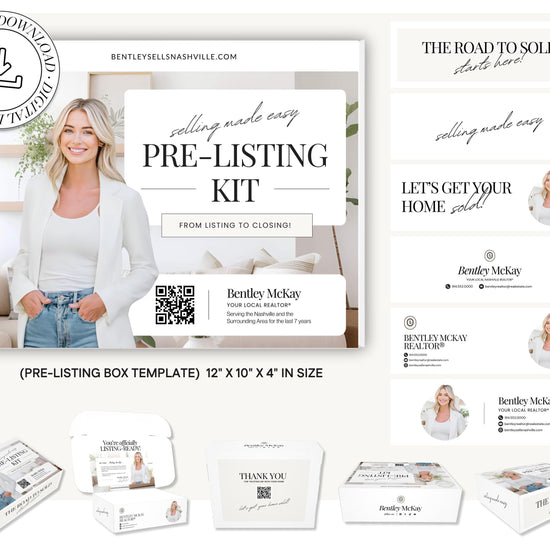 Pre-listing Kit for Real Estate Agent, Pre-listing Box Cover, Pre-listing Presentation, Questionnaire, Just Listed Flyer, Seller Commission