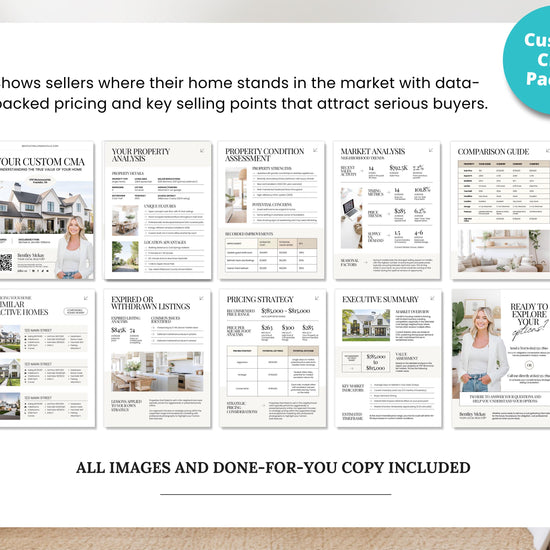 Pre-listing Kit for Real Estate Agent, Pre-listing Box Cover, Pre-listing Presentation, Questionnaire, Just Listed Flyer, Seller Commission