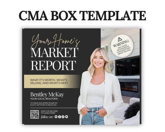 CMA Box for Real Estate Agent, Pre-listing Presentation, CMA Box Cover, Just Listed Flyer Seller, CMA Template, Home Equity Report, Canva