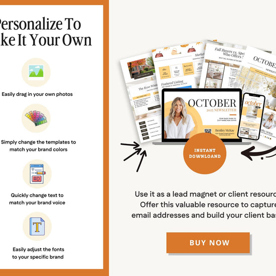 October Real Estate Newsletter | October Newsletter | Real Estate Email Marketing | Autumn Real Estate Template | Flodesk | Pumpkin Spice